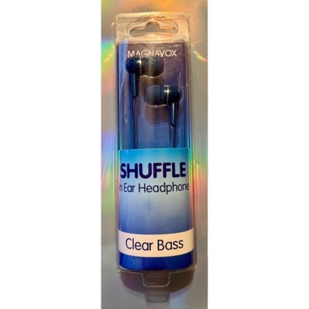 Magnavox Shuffle In Ear Headphones Clear Bass 8.6mm Blue Earbuds